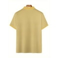 thumbnail image 2 of Mens Solid Polo Shirts Short Sleeve Fashion Textured Polo Shirt Regular Fit Stretchy Golf Shirts Yellow M, 2 of 5