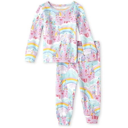 The Children's Place Baby & Toddler Girl Long Sleeve Snug-Fit Pajamas, 2Pc (Best Place For Newborn To Sleep)