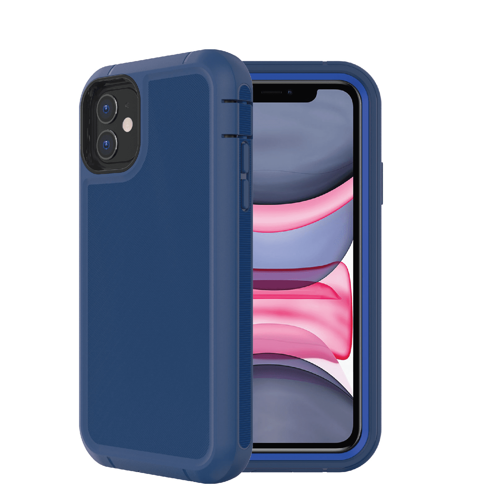 (2 pack) onn. Rugged Phone Case with Holster for iPhone 11 / iPhone XR - Blue
