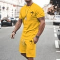 thumbnail image 2 of SHIXIAOO Men's Summer Tracksuit Plus Size Short Sleeve Athletic Suit Casual Color Block Drawstring Waist Tracksuit Set Mens plus Size Sweat Suits Men Jackets Suit, 2 of 6