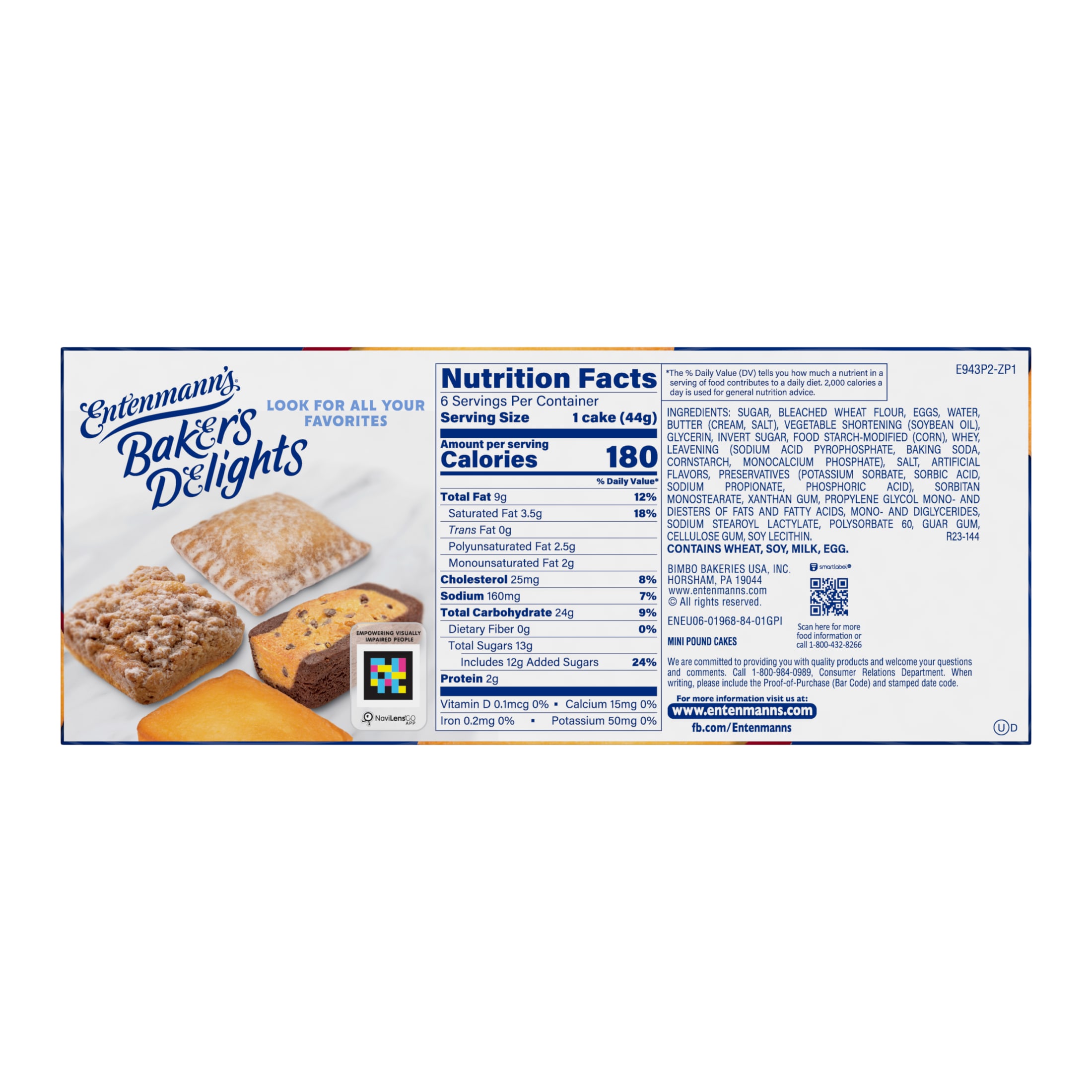 Entenmann's Mini Butter Pound Cakes, 6 packs, Mini Pound Cakes, 9.25 oz Box