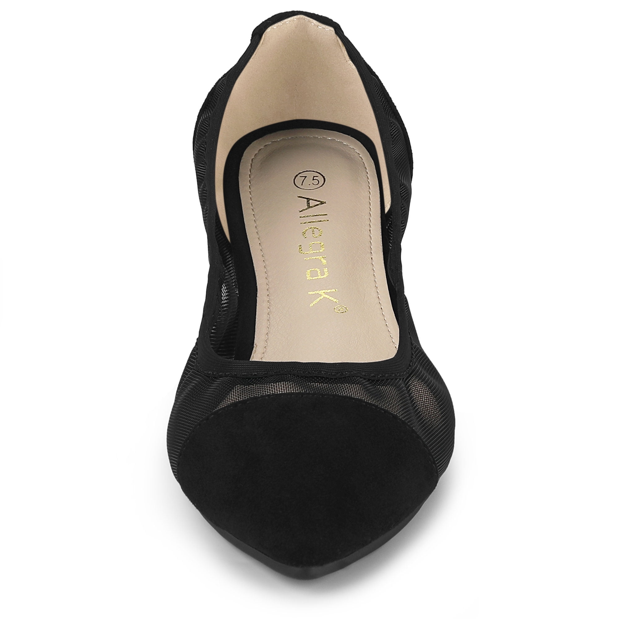 DARING DIVA Women's Mesh Pointed Toe Slip-On Ballet Flat Black US 7