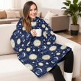 thumbnail image 4 of Sun and Moon Gothic Pattern Oversized Sherpa Fleece Wearable Blanket Hoodie, Double-Sided Warm Fuzzy Pullover with Super Pockets for Women & Men, 4 of 6