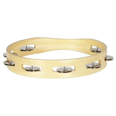 X8 Drums Wooden Tambourine w/ Steel Jingles, Single Row
