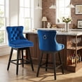 thumbnail image 5 of TEWLOSS 30" Swivel Bar Stools Set of 2, Blue Velvet Bar Height Chairs with Back for Home Pub, 5 of 9