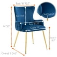 thumbnail image 7 of Set of 4 Wingback Upholstered Dining Chairs with Metal Legs, Velvet Fabric Side Dining Room Chairs with Tufted Button, Living Room Chairs Home Kitchen Dining Room (Blue + Gold Leg), 7 of 7