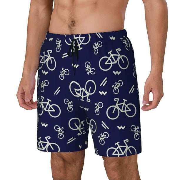 Fotbe Bicycle1 Traje de Baño para Hombre – Shorts de Natación de Secado Rápido con Forro y Bolsillos-Medium