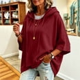 thumbnail image 3 of Ladies' Casual Hooded Drawstring 3/4 Split Sleeve Sweatshirt Tops Oversized Pullover Tops, Basic Daily Wear Shirts Red M, 3 of 7