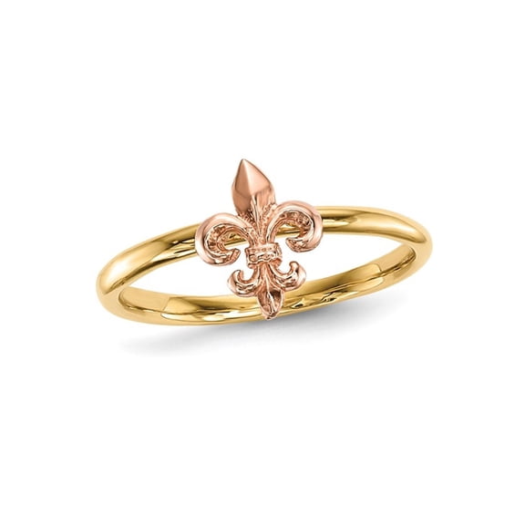 Gem & Harmony 14K Yellow and Rose Gold Fleur-de-Lis Band Ring for Women