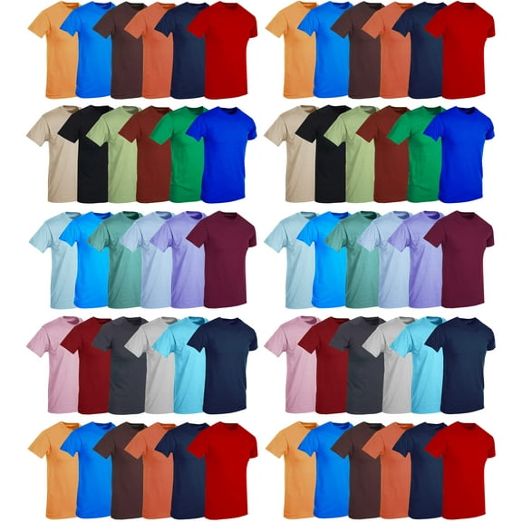 SOCKS’NBULK 60 Pack of Bulk Mens Cotton Crew Tshirts, Assorted Wholesale Sleeve Tee Shirts (60 Pack Mens Tshirts Pack B, 3X-Large)