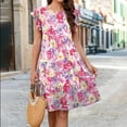 thumbnail image 1 of WILLBEST Vestido Casual De Mujer, Primavera Y Verano 2025, Moda Informal, Cuello Redondo, Estampado Floral, Manga Corta, 1 of 3