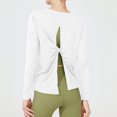 thumbnail image 2 of Timegard Athletic Tops for Women Crewneck Long Sleeve Back Knot Blouse Fall Casual Loose Workout Tops, 2 of 7