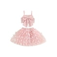 thumbnail image 1 of WIFORNT Bébé Filles Été Ensemble, Cou Carré Réglable Spaghetti Sangle Tops + Taille Élastique Maille Jupe Bébé Bambin 2 Pièces Tenues, 1 of 8