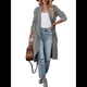 thumbnail image 2 of Cárdigan Holgado de Punto Abierto para Mujer, Informal, de Larga, Drapeado, con Bolsillos, Chaqueta Larga, Suéter. Gris XL, 2 of 10