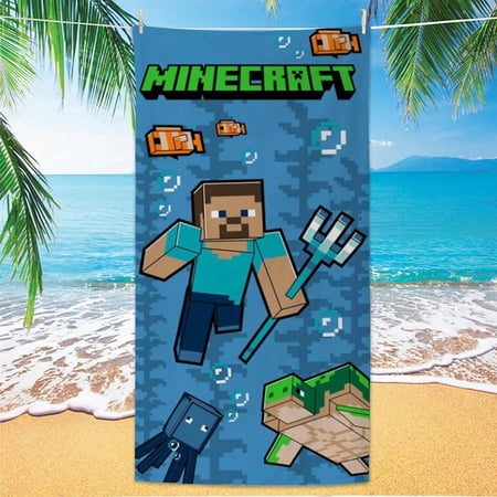 Pixel Game Themed Beach Towel for Adults, Ultra Soft Skin Friendly Microfiber Towel with High Absorbency, 27.56 x 55.12 Inches Quick Dry Fade Resistant Towel for Beach Pool Swimming Bath Travel