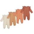 thumbnail image 6 of Seyurigaoka Unisex Baby Footed Romper, Cute Long Sleeve Solid Color Knitted One-Piece Bodysuit Pajamas, 6 of 6