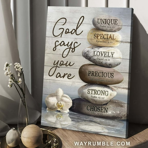 Bible verses, Zen stone painting, Inspirational art, God says you are - Jesus Portrait poster Prints, Home Decor Wall Art, UNFRAMED-8x12