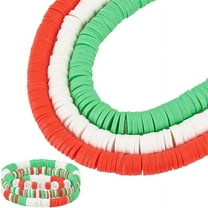 1050pcs Christmas Beads 3 Colors Polymer Clay Beads Disc Heishi Beads Flat Round Beads Spacer Beads for Hawaiian Bracelets Necklace Earring Christmas Jewelry Making DIY Craft