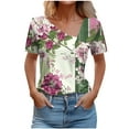 thumbnail image 2 of ATENAR T Shirts for Women Short Sleeve Casual Shirts for Women V Neck Tee Beige S, 2 of 5