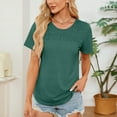 thumbnail image 3 of TKLPEHG Womens Dressy Tops Fashion Summer Short Sleeve T Shirts Lightweight Solid Color Loose Casual Round Neck Tshirts Going Out Tops Blouses(Green,L), 3 of 8