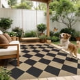 thumbnail image 2 of UERMEI Checkered Easy Jute 5x7 Area Rugs, Washable Rug for Living Room Diamond Indoor Outdoor Carpet, Farmhouse Geometric Non Slip Black Carpet for Backyard Dining Room, 2 of 10