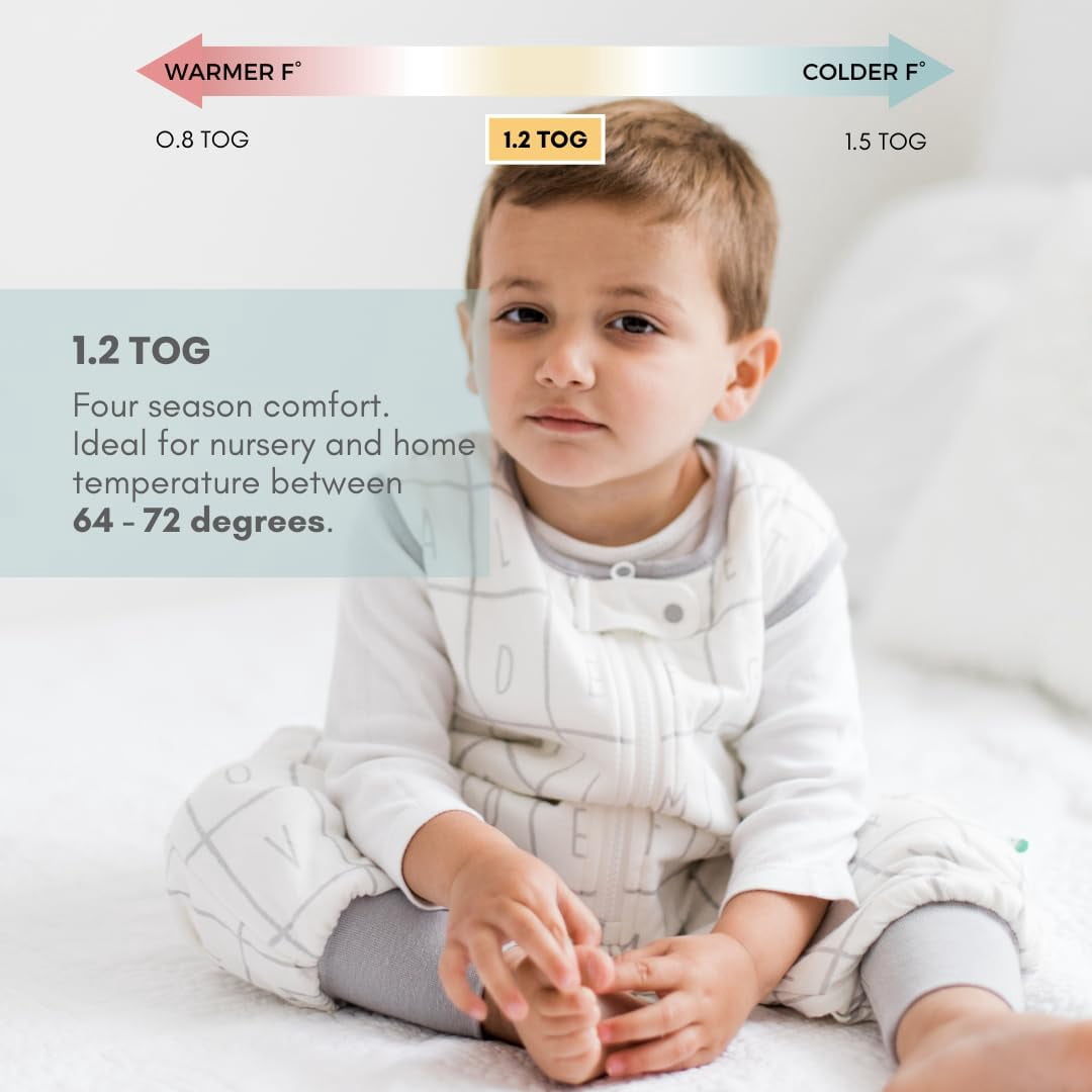 Tealbee Dreamsuit - Bamboo Sleep Sack with Legs - (1.2 Tog) Alphabet 3T-4T