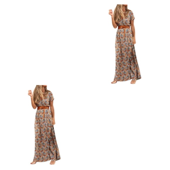 Minnieouse Vístase para impresionar con un vestido largo elegante y con estilo diseñado para la temporada de verano marrón S marrón S 2Conjunto