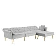 thumbnail image 5 of Living Room Sectional Sofas with Sleeper, L-Shaped Sofa Bed with Reversible Ottoman, 2 Pillows, Modern Fabric Bedroom Furniture Sleeper Sofa Couch with Metal Legs for Small Space, Light Gray, L5557, 5 of 11