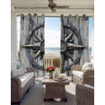 thumbnail image 6 of Retro Compass Coastal Kitchen Curtains Nautical Ocean Summer Beach Cafe Short Curtains for Bathroom Blackout Window Curtain Grommet Small Window Treatment Drapes for Bedroom Living Room 52"x45"x2, 6 of 9