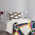 thumbnail image 3 of Ambesonne Psychedelic Quilted Bedspread Set 2 Pcs, Zigzag Colorful, Twin Size, Multicolor, 3 of 5