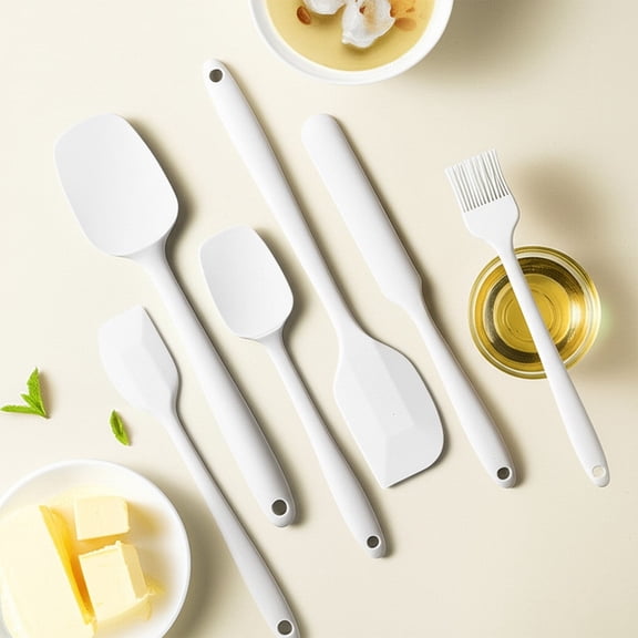 Silicone Spatula Set, Food Grade Kitchen Utensils with Silicone Brush Heat Resistant BPA-Free Rubber Spatula for Scraping, Baking, Cooking, Mixing Set of 6