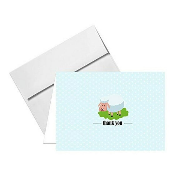 Sheep Lovely Animal Thank You Note Greeting Cards with Envelopes | Printed on Thick and Sturdy 80lb (216gsm) Cardstock | Blank Interior | A2 Size – 4.25 x 5.5” | 25 per Pack