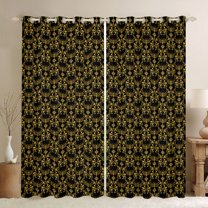 Feelyou Boho Damask Curtains Pack of 2 (52x84 Each), Gold Butterfly Skull Window Curtains