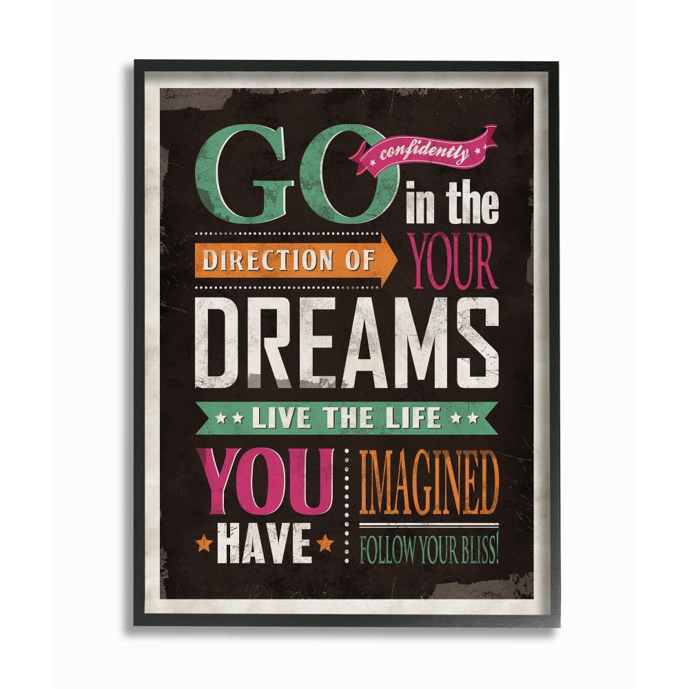 Stupell Industries Go Confidently Inspirational Vintage Word Design Framed Wall Art by Ester Kay