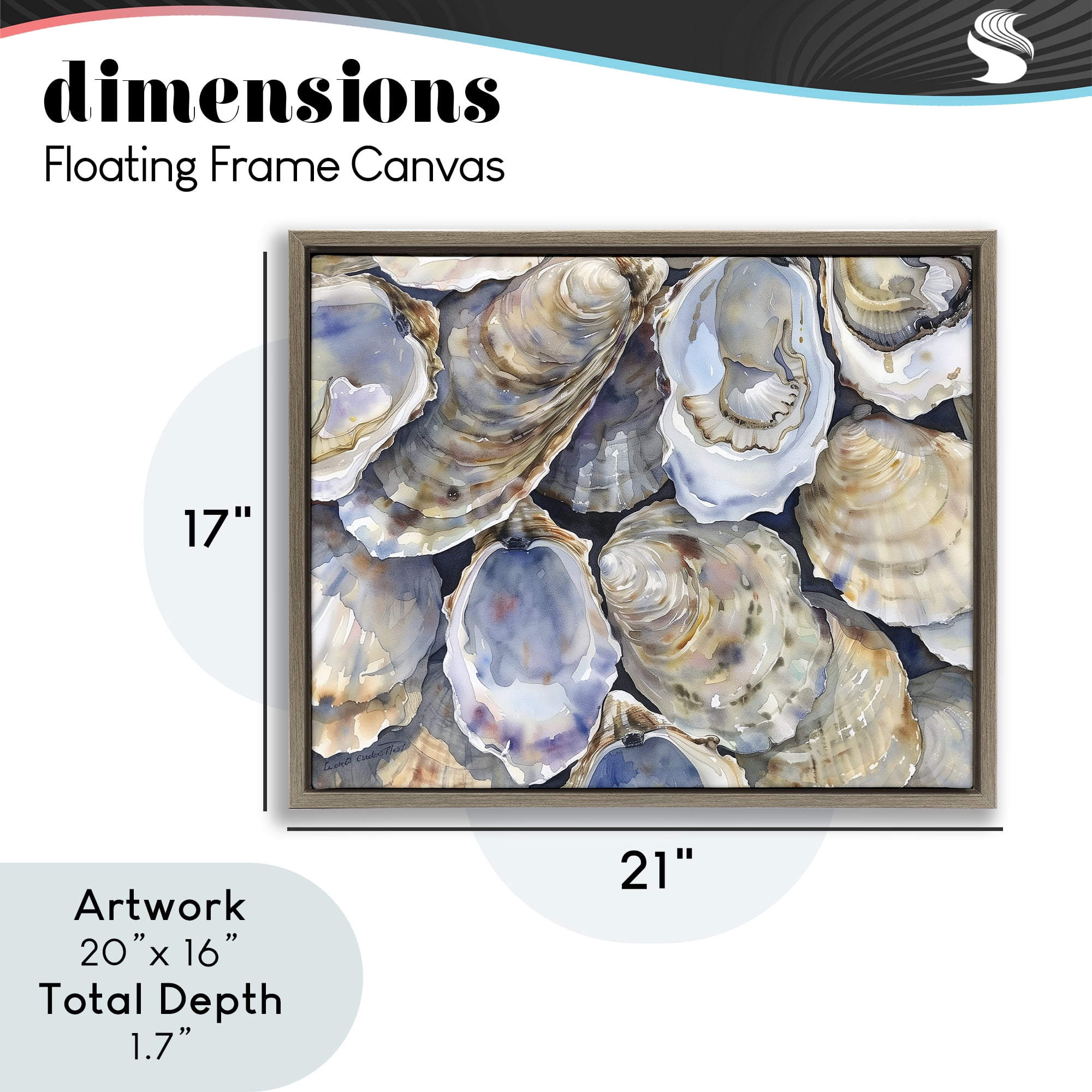 Stupell Industries Oyster Shellabration Pile Brown Framed Floater Canvas Wall Art, design by Heidi Kuntz