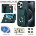 thumbnail image 5 of For iPhone 15 Pro Wallet Case with Card Holder, 360°Rotation Ring Holder Kickstand, 4 Card Slots PU Leather Case, RFID Blocking Magnetic Clasp Protective Cover,Green, 5 of 16