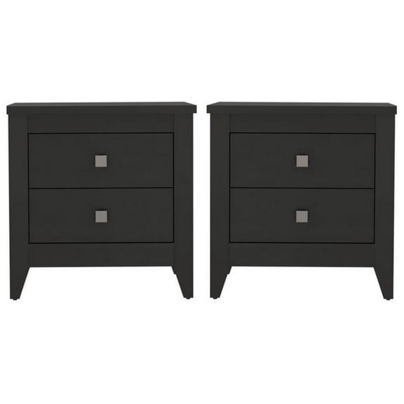 Home Square Breeze 2-Shelf Engineered Wood Nightstand in Black - Set of 2