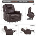 thumbnail image 5 of MCombo Medium-Wide Power Lift Recliner Chair Sofa with Massage and Heat for Elderly People, Cup Holders, USB&Type C Ports, Side Pockets, Faux Leather (Dark Brown, Medium-Wide), 5 of 15
