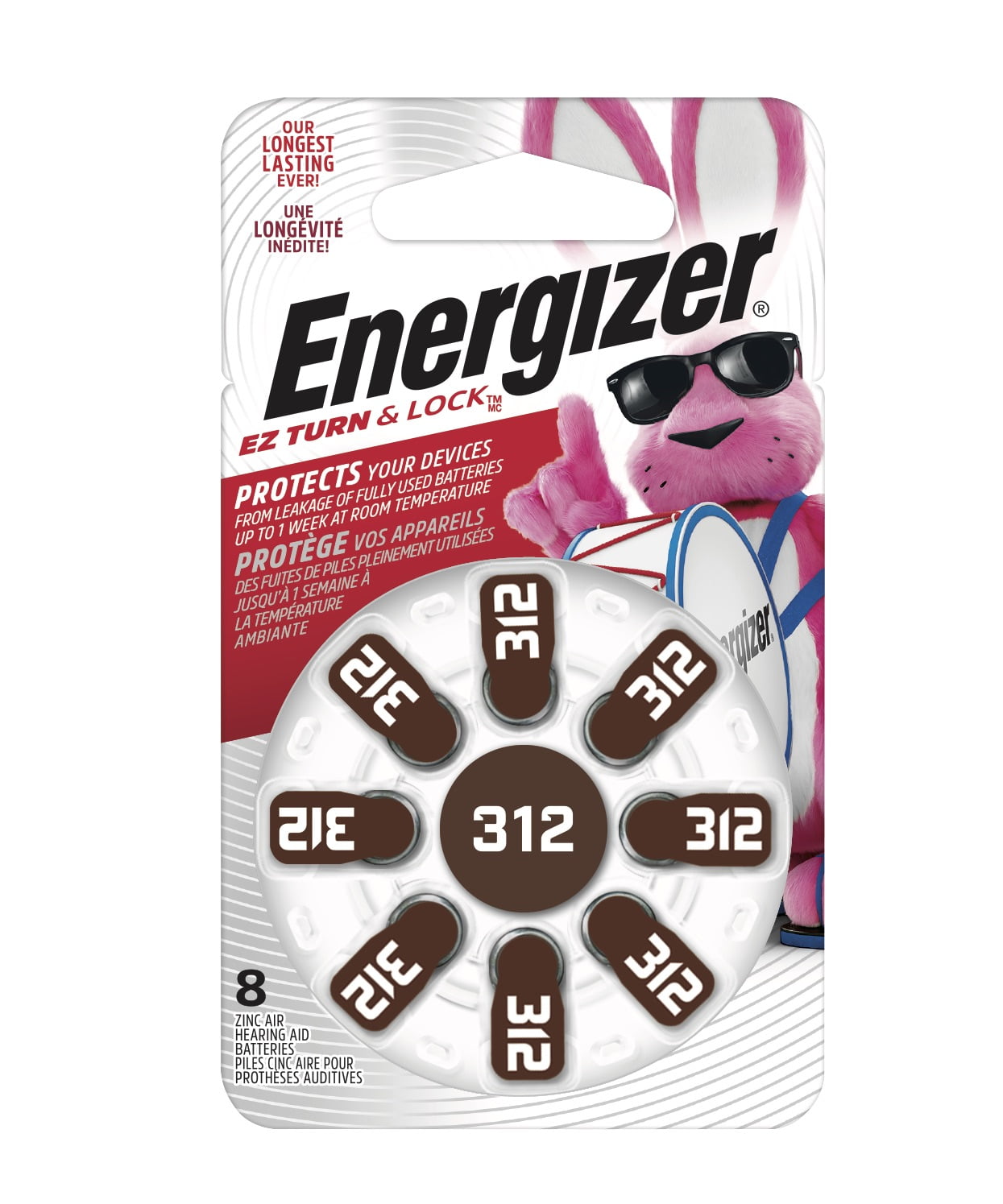 Energizer Hearing Aid Batteries Size 312, 8 Pack, Brown Tab Walmart