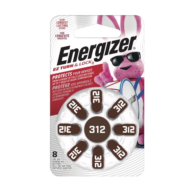 Energizer Hearing Aid Batteries Size 312, 8 Pack, Brown Tab Walmart