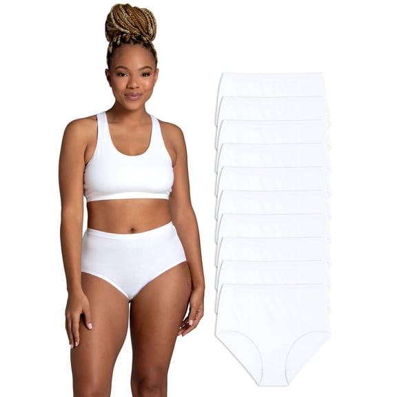 Fruit of the Loom Women's Cotton Brief Underwear, 10-Pack
