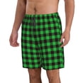thumbnail image 2 of KLL Buffalo Plaid Green Black Men's Casual Summer Beach Shorts Hawaiian Shorts with Pockets-Large, 2 of 5