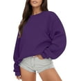 thumbnail image 1 of GPOECD Chandail à Manches Longues pour Femmes, Col Rond, Coupe Ample, Confortable, Automne, Décontracté, z9262-Violet, TG, 1 of 6