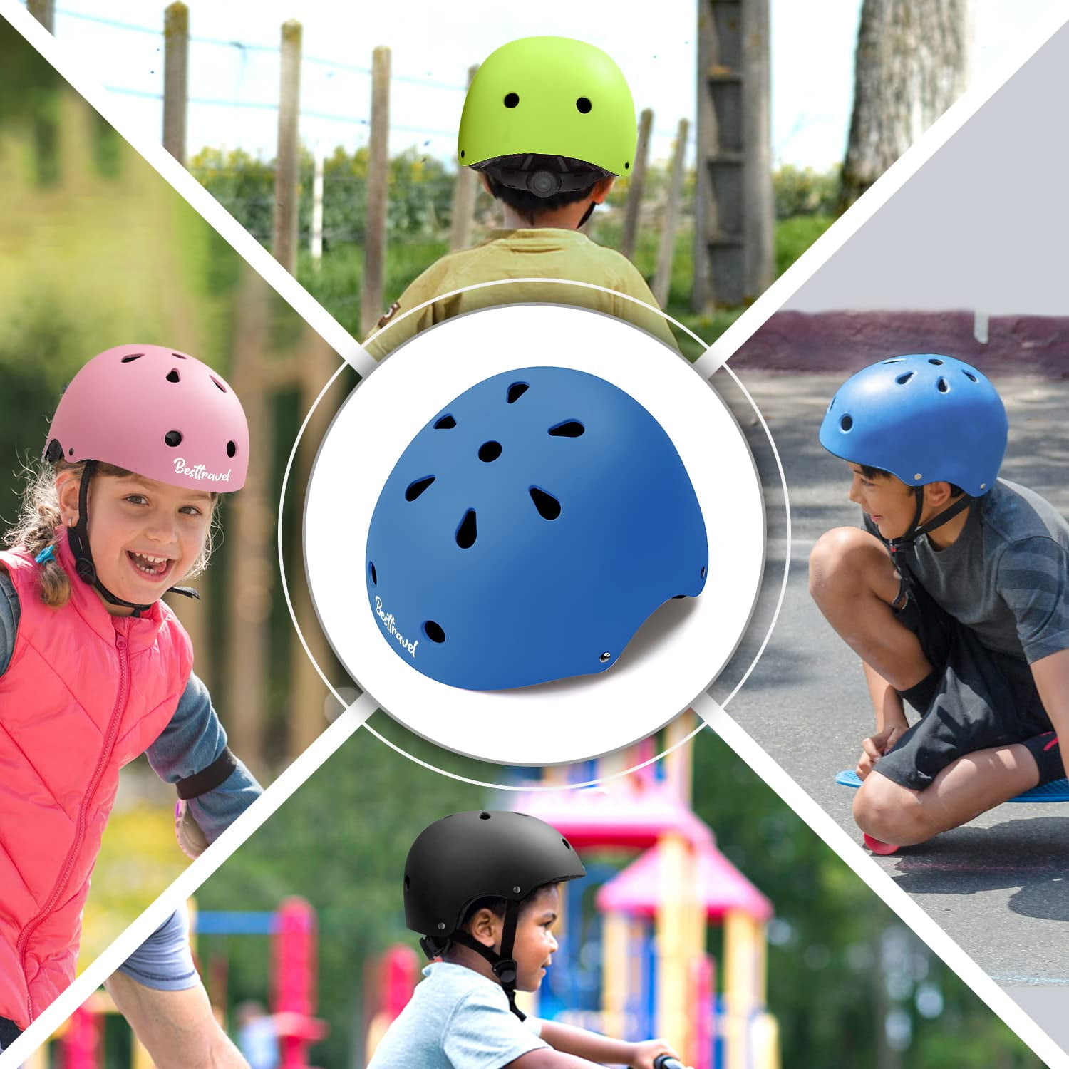 Besttravel Kids Bike Helmet, Toddler Bicycles Helmets for Ages 3-8 Years Boys Girls, Multi-Sport Kids Helmet for Bicycles Skateboarding Scooter Balance, Blue