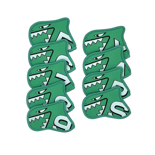 bedienty Ensemble de 9 Pcs de Housses de Fer de Golf Extérieur Tenue de Golf Club Sports Résistant Jaune Couvre-Chefs Vert Clair 14x10cm