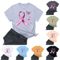 thumbnail image 2 of Frostluinai Pink Ribbon Shirts for Women Short Sleeve Fight Cancer Shirt Crew Nekc In October Shirt Breast Cancer Gifts for Women, 2 of 4