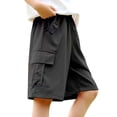 thumbnail image 3 of Liyamei Girls Cargo Shorts with Elastic Waist and Pockets for Summer Outdoor Size 4-15,Black, 3 of 6