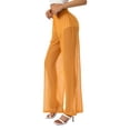 thumbnail image 3 of Women See Through Wide Leg Cover Up Pants High Waist Sheer Mesh Pants Swimsuit Palazzo Beach Pants, 3 of 6
