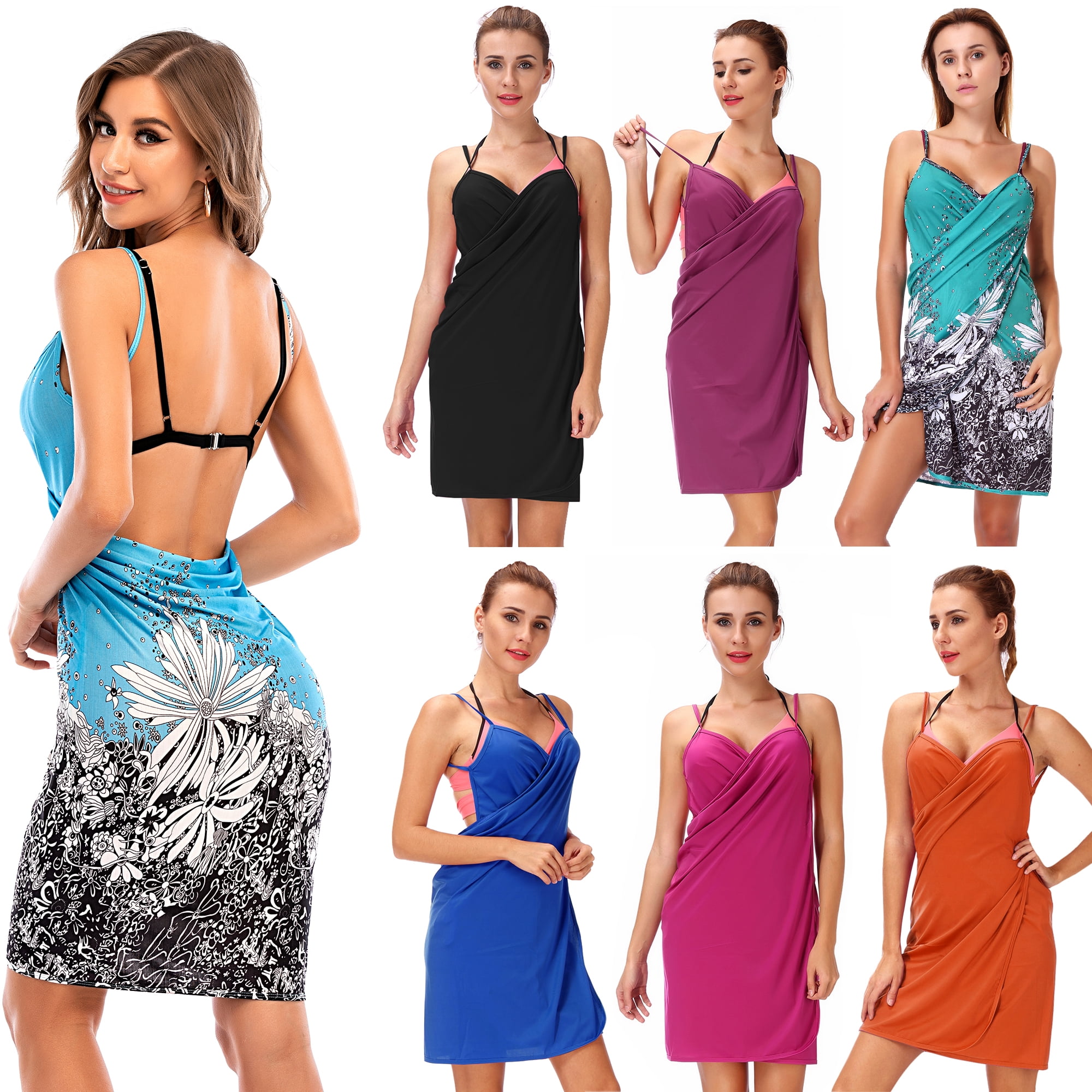 Women Summer Maxi Long Dress Casual Loose Kaftan Off Shoulder Sundress Beach Cover Up Dress 