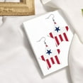 thumbnail image 4 of Leather Star Hook Earrings Flag Of Liberian Print Earring Dangle Drop Earring For Women, 4 of 6
